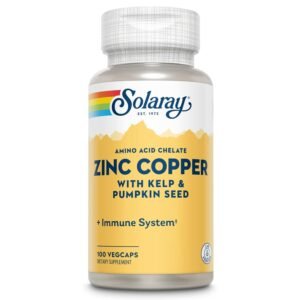 Solaray Zinc Copper with Kelp & Pumpkin Seed, 100 VegCaps