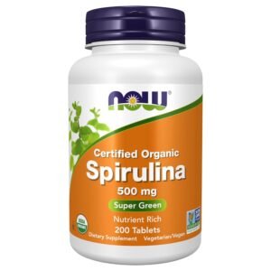 NOW Foods Certified Organic Spirulina, 500 mg, 200 Tablets