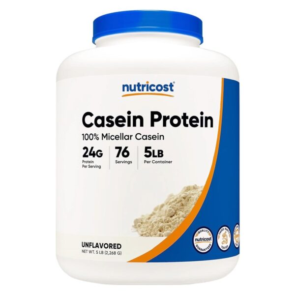 Nutricost, Casein Protein, Unflavored, 5 lbs