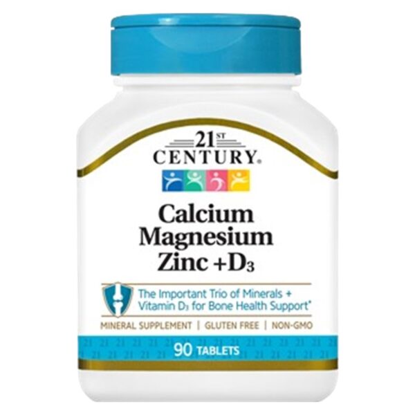 21st Century, Calcium Magnesium Zinc + D3, 90 Tablets