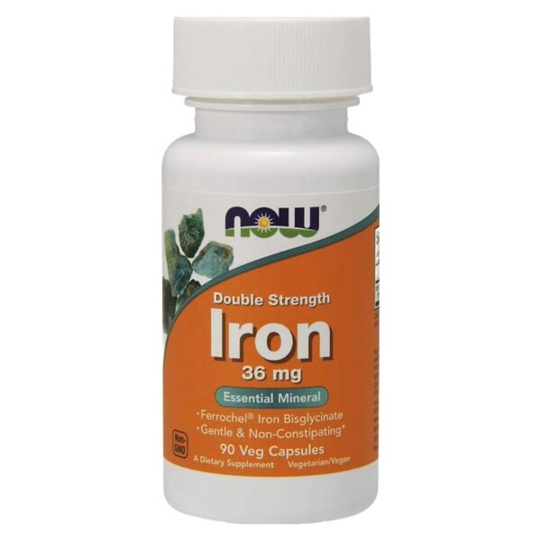 NOW Foods, Iron, Double Strength, 36 mg, 90 Veg Capsules