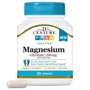21st Century Chelated Magnesium Glycinate, 90 Capsules