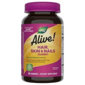 Nature's Way Alive! Hair Skin & Nails Gummies, Strawberry, 60 Gummies