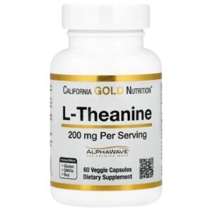 California Gold Nutrition L-Theanine 200 mg – 60 Veggie Capsules
