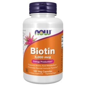 NOW Foods Biotin, 5,000 mcg, 120 Veg Capsules