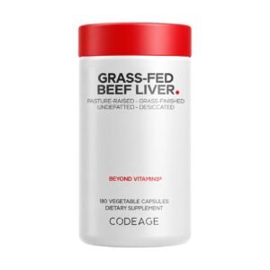 Codeage Grass-Fed Beef Liver – 180 Vegetable Capsules (500 mg per Capsule)
