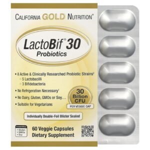 California Gold Nutrition LactoBif 30 Probiotics 30 Billion CFU – 60 Veggie Caps