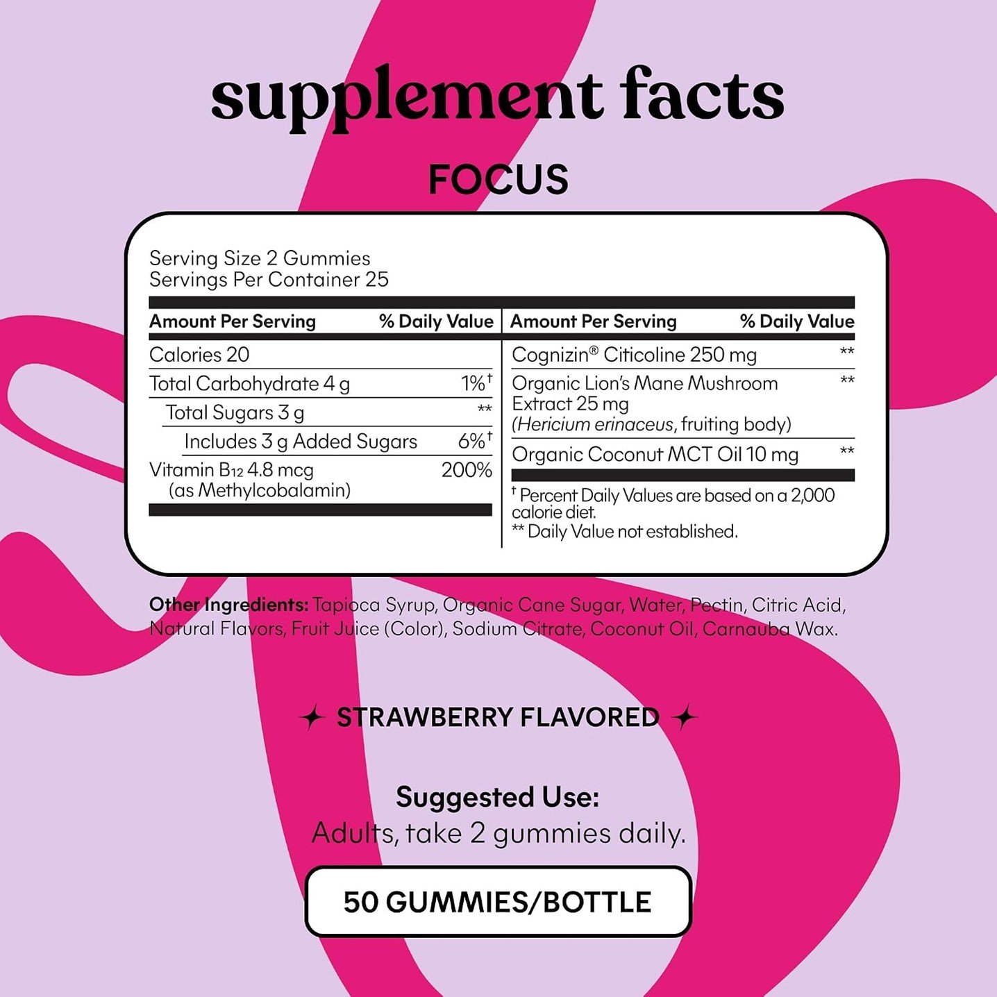 Lemme Focus Concentration Gummies Strawberry – 50 Gummies - Image 2