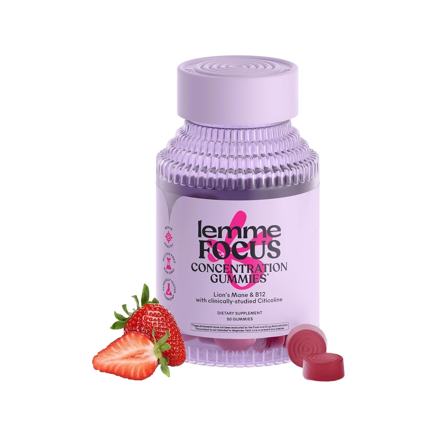 Lemme Focus Concentration Gummies Strawberry – 50 Gummies - Image 3