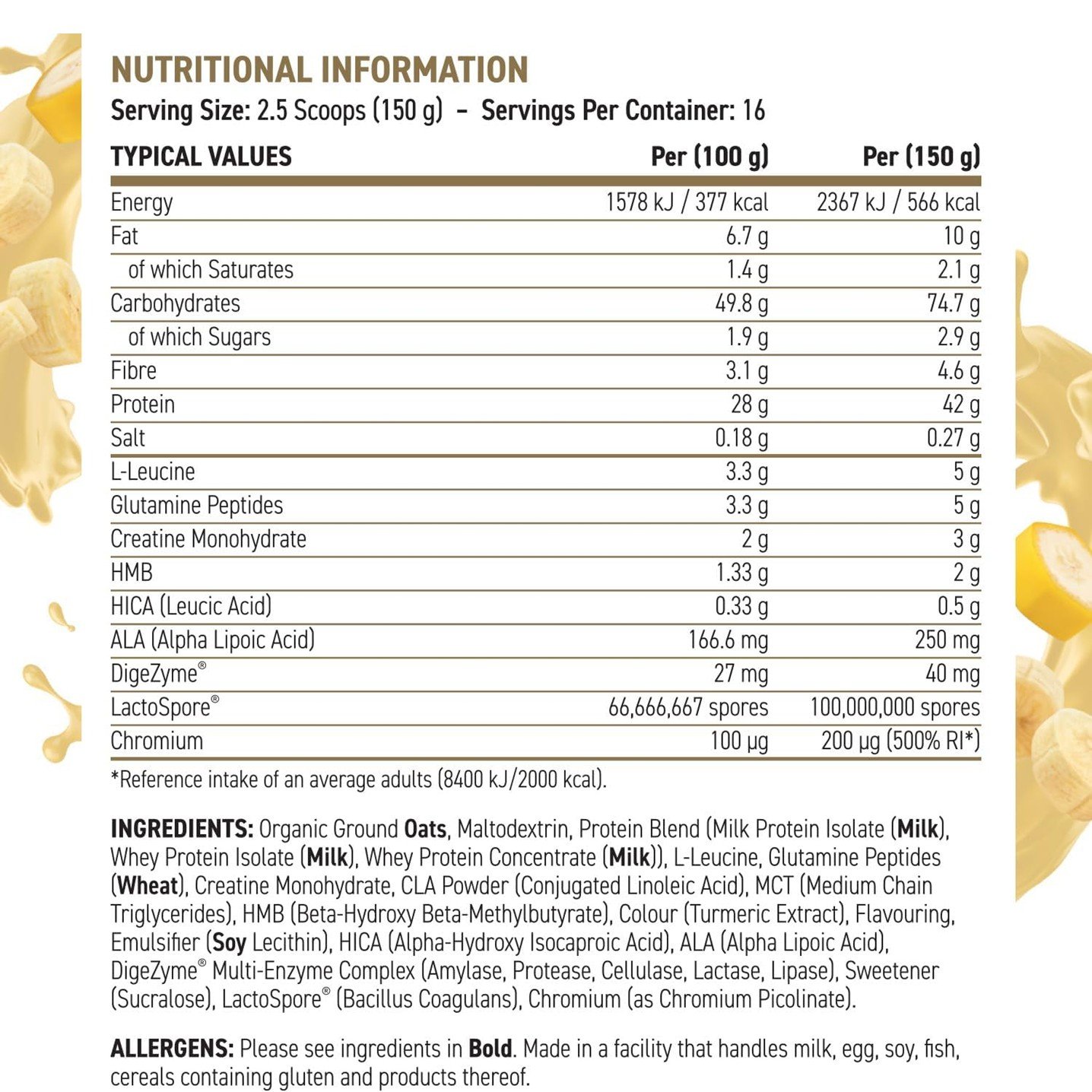 Applied Nutrition Critical Mass Lean Mass Gainer Banana – 5.4 lb (2.45 kg) - Image 2