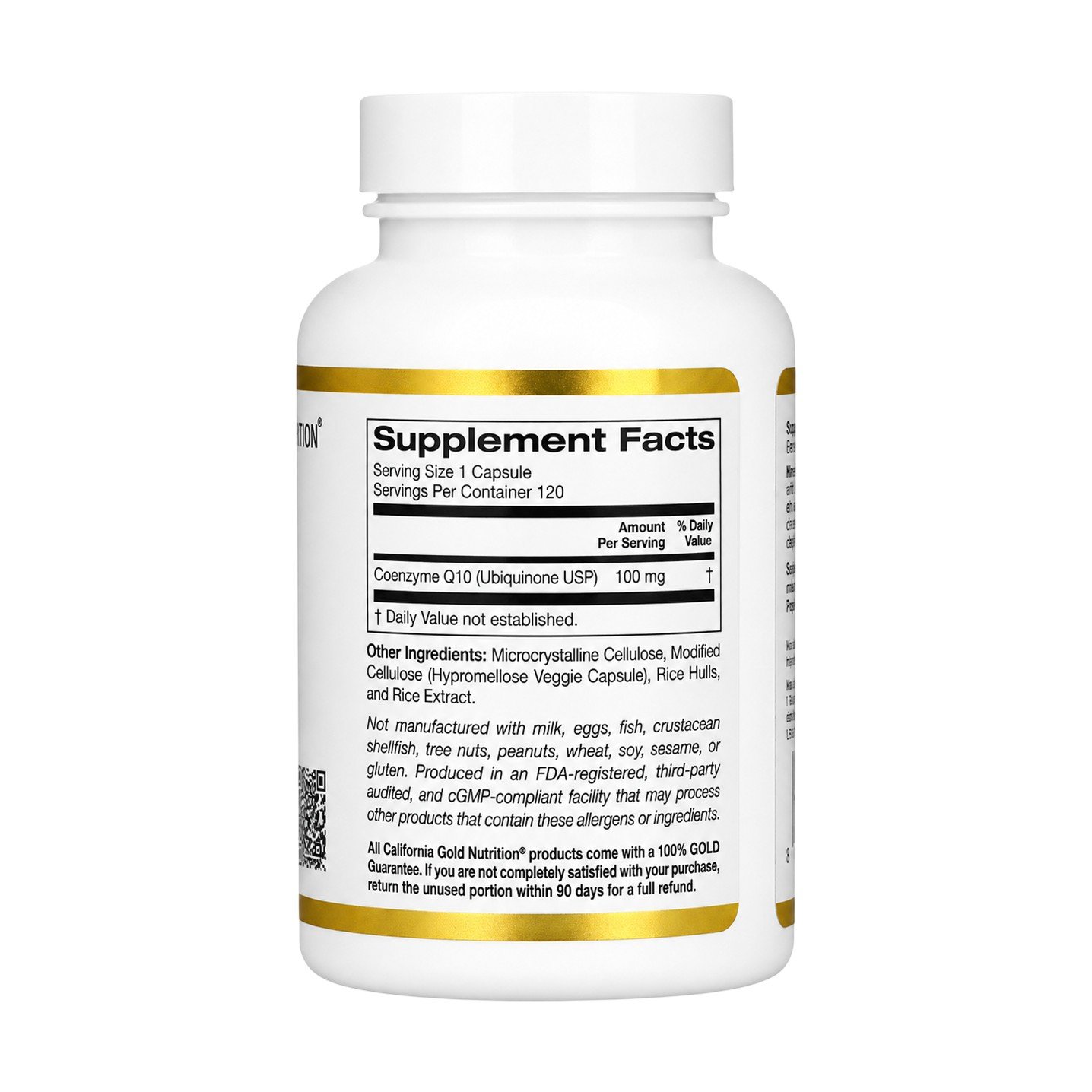 California Gold CoQ10 Ubiquinone 100 mg – 120 Veggie Capsules - Image 2