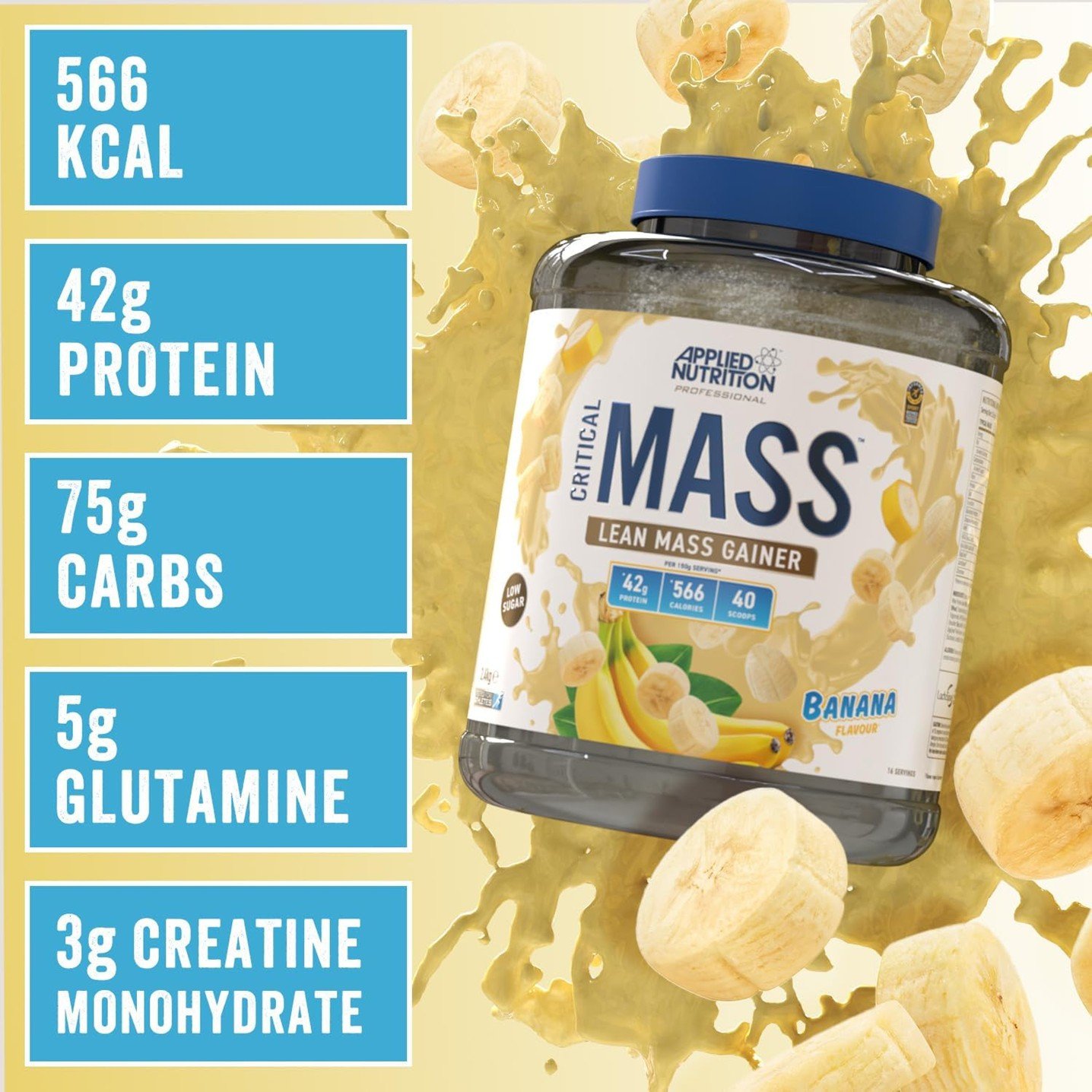 Applied Nutrition Critical Mass Lean Mass Gainer Banana – 5.4 lb (2.45 kg) - Image 3