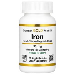 California Gold Iron Bisglycinate 36 mg – 90 Veggie Capsules