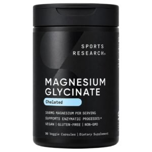 Sports Research Magnesium Glycinate 80 mg – 90 Veggie Capsules