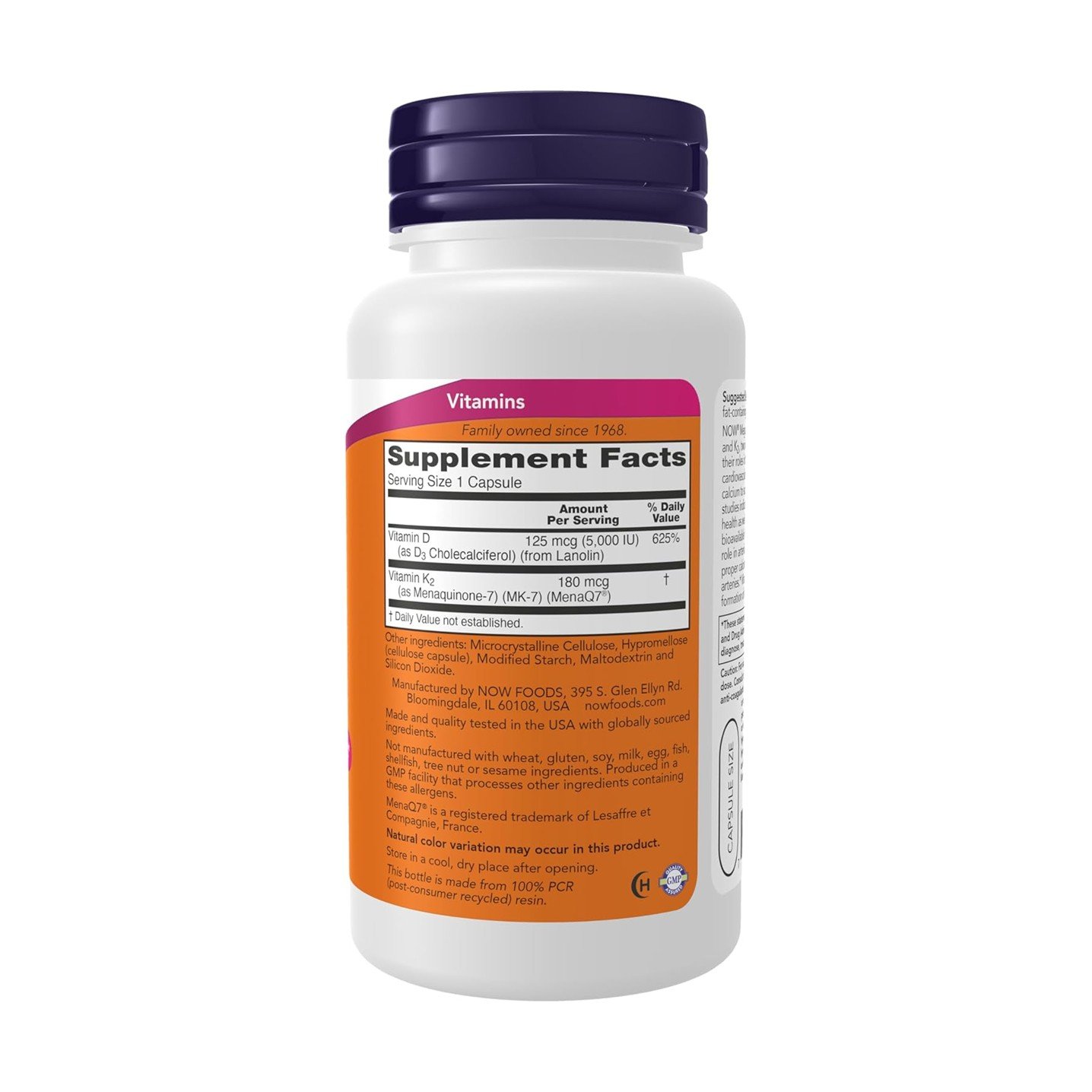 NOW Foods Mega D3 & MK-7 – 120 Capsules - Image 2