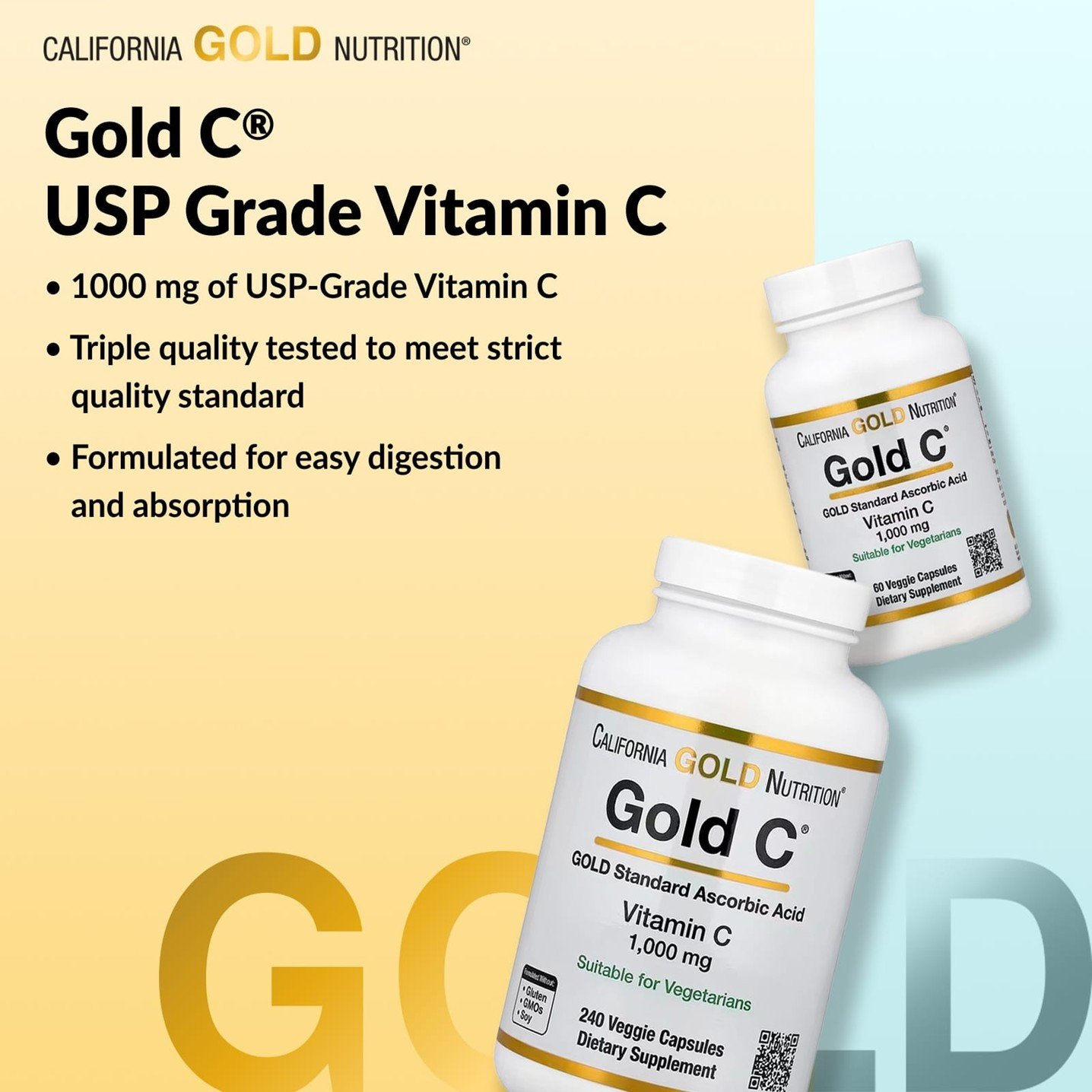 California Gold Nutrition Gold C Vitamin C 1000 mg – 60 Veggie Capsules - Image 4