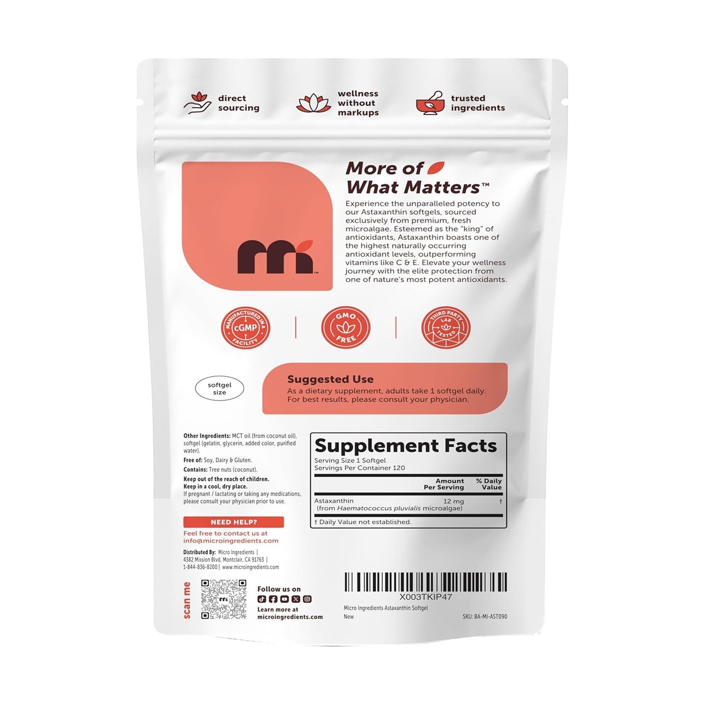 Micro Ingredients Astaxanthin 12 mg – 120 Softgels - Image 2