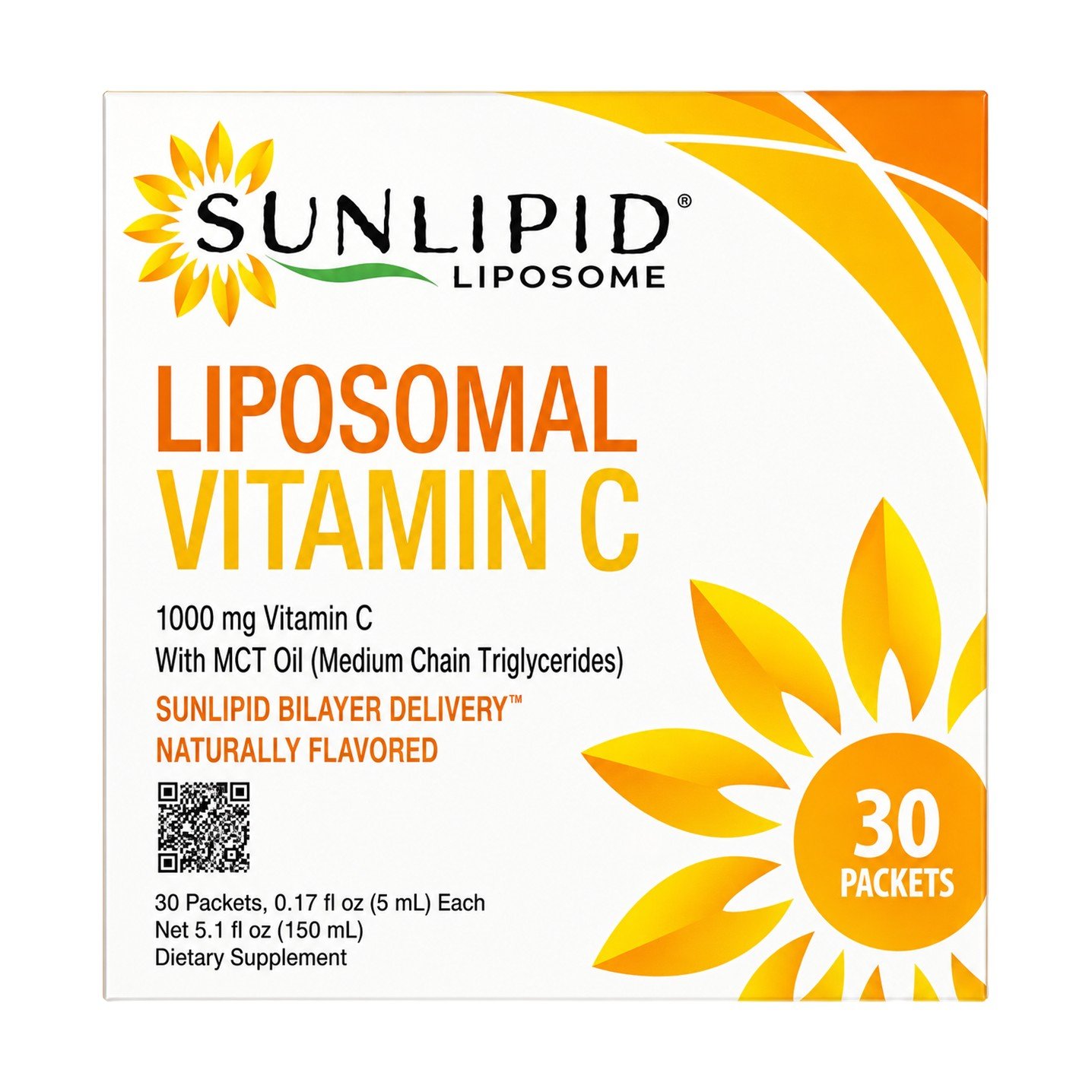 Sunlipid Liposomal Vitamin C with MCT Oil – 30 Packets (5 ml Each)