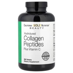 California Gold Nutrition Hydrolyzed Collagen Peptides + Vitamin C – 250 Tablets