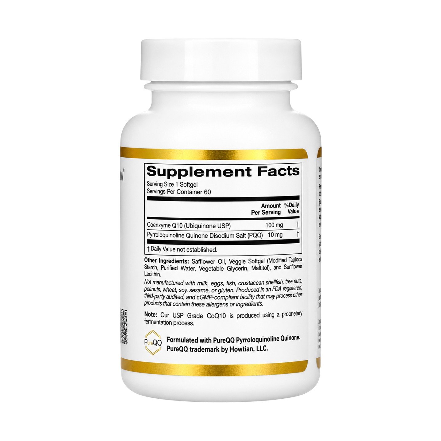 California Gold CoQ10 with PQQ 100 mg – 60 Veggie Softgels - Image 2
