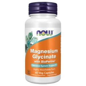 NOW Foods Magnesium Glycinate with BioPerine – 60 Veg Capsules