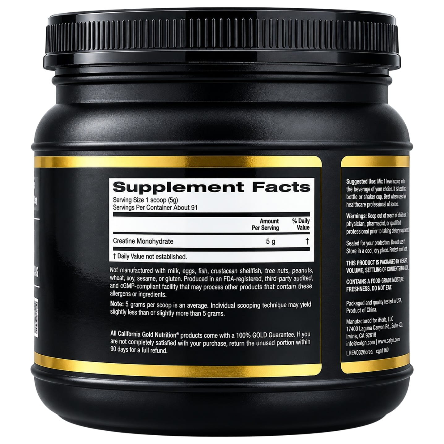 California Gold Nutrition Sport Pure Creatine Monohydrate Unflavored – 1 lb (454 g) - Image 2