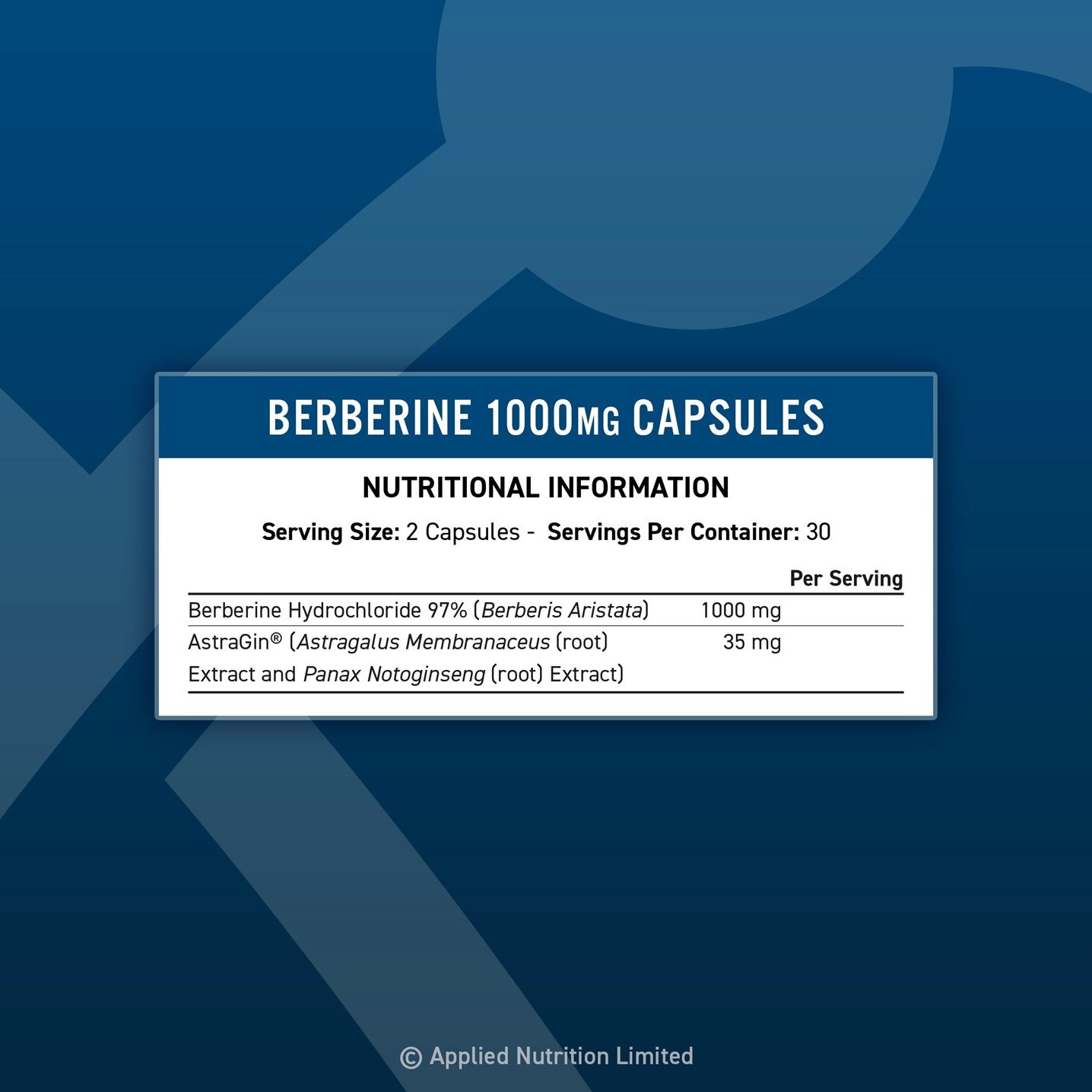 Applied Nutrition Berberine 1000 mg – 60 Capsules - Image 2