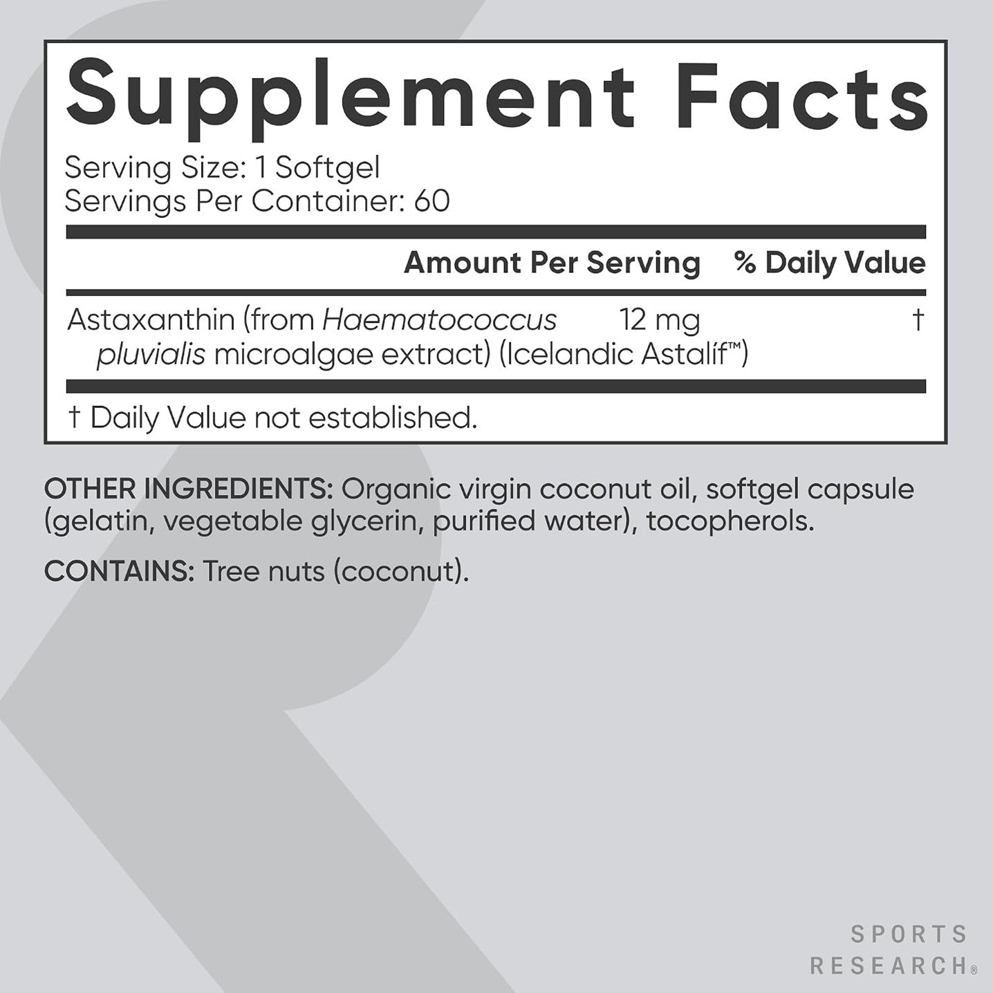 Sports Research Astaxanthin Triple Strength 12 mg – 60 Softgels - Image 2
