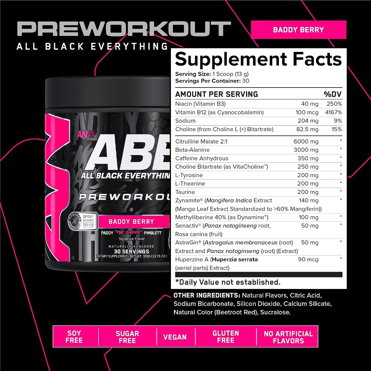 ABE Pre-Workout Baddy Berry – 13.75 oz (390 g) - Image 2