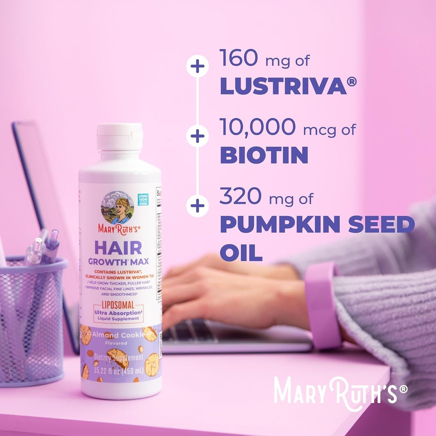 MaryRuth's Hair Growth Max Liposomal Almond Cookie – 450 ml - Image 8