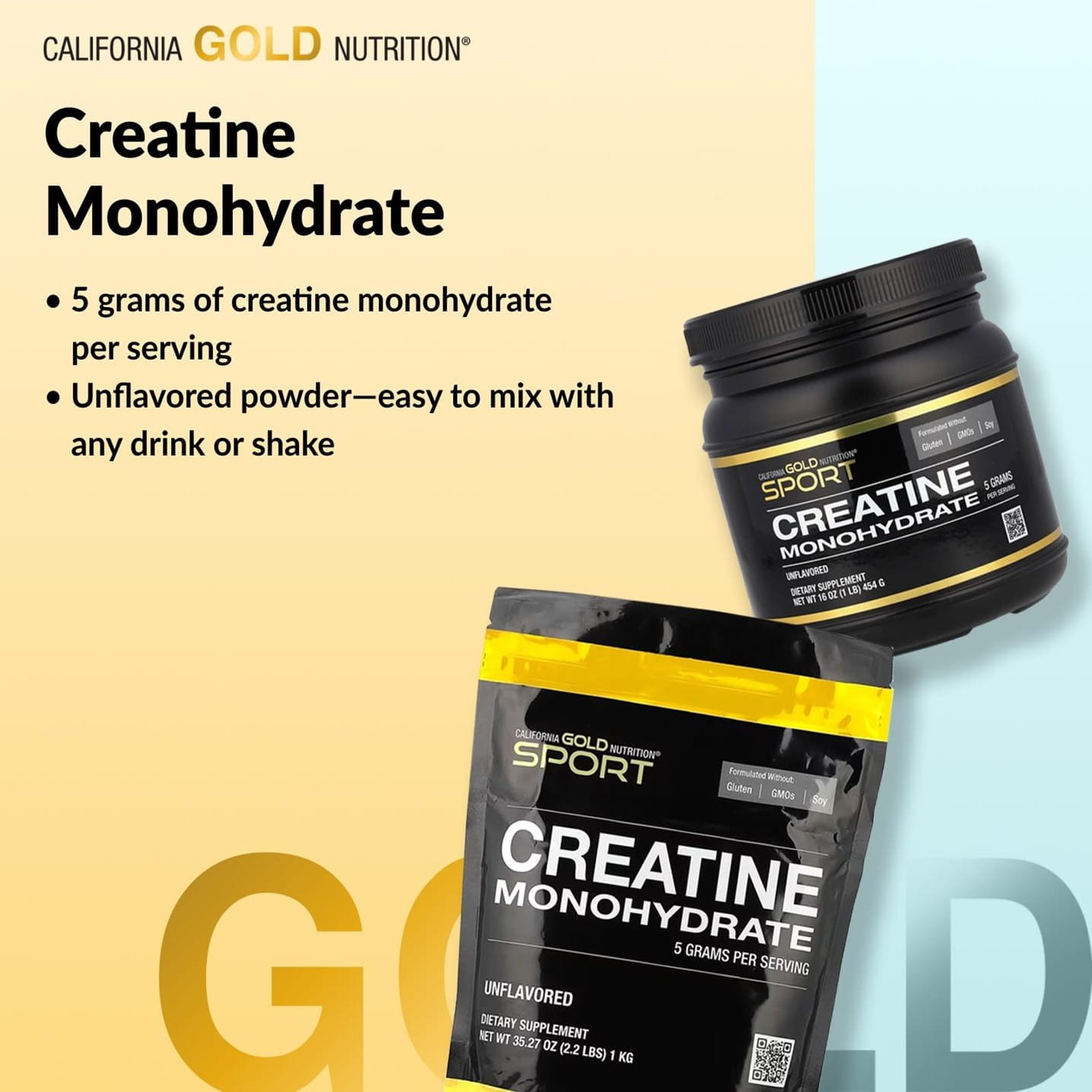 California Gold Nutrition Sport Pure Creatine Monohydrate Unflavored – 1 lb (454 g) - Image 4