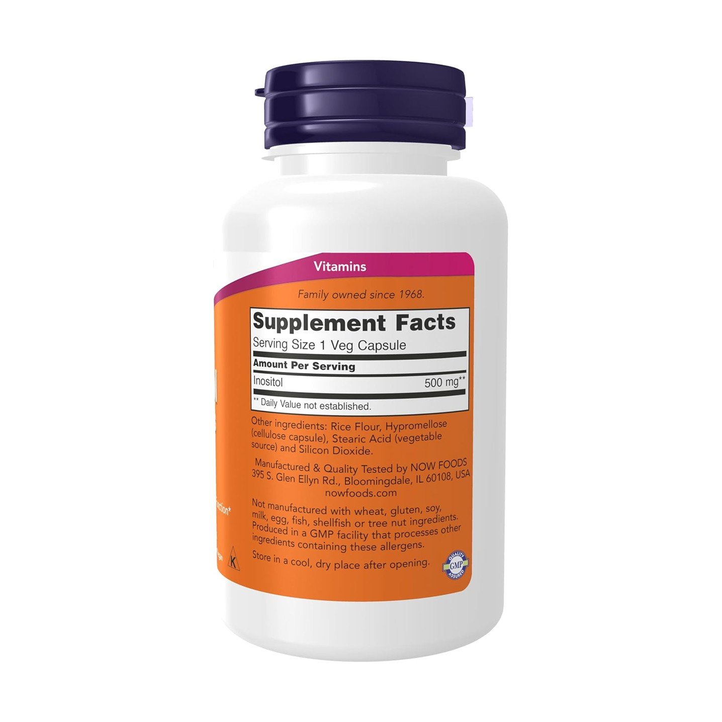 NOW Foods Inositol 500 mg – 100 Veg Capsules - Image 2