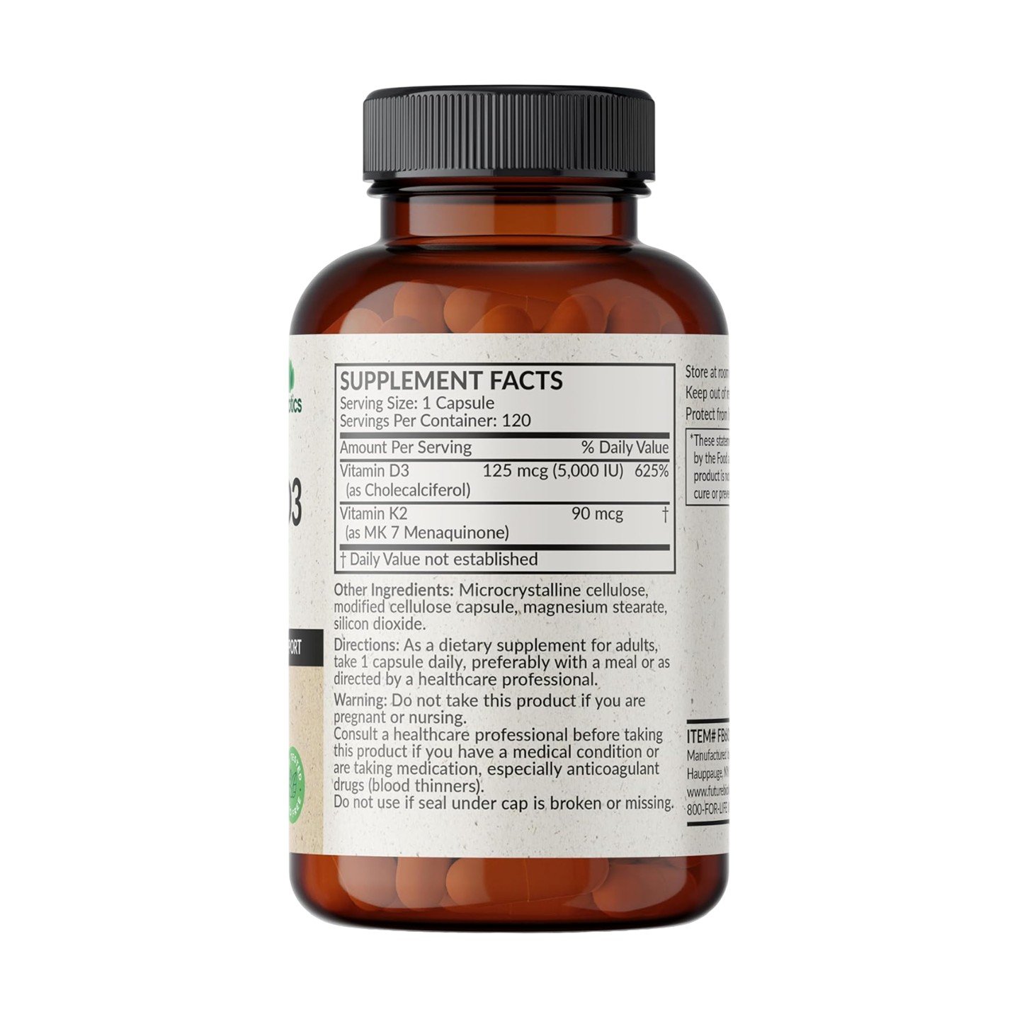 Futurebiotics Vitamin K2 + D3 – 120 Capsules - Image 2