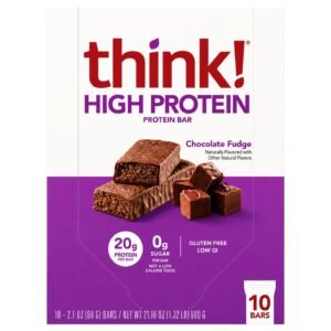 Think! Zero Sugar High Protein Bar – Box of 10 Bars (60 g Each)