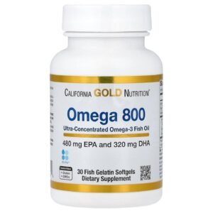 California Gold Nutrition Omega 800 Omega-3 Fish Oil 1000 mg – 30 Softgels