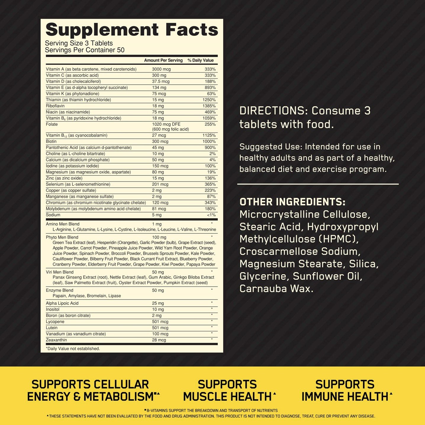Optimum Nutrition Opti-Men Multivitamin – 150 Tablets - Image 2