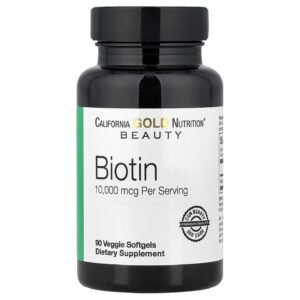 California Gold Nutrition Biotin 10000 mcg – 90 Veggie Softgels