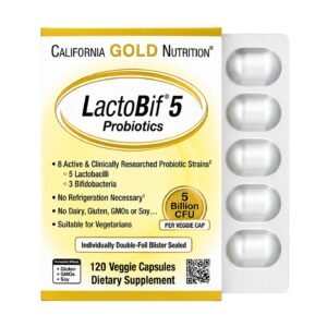 California Gold Nutrition LactoBif 5 Probiotics 5 Billion CFU – 120 Veggie Capsules