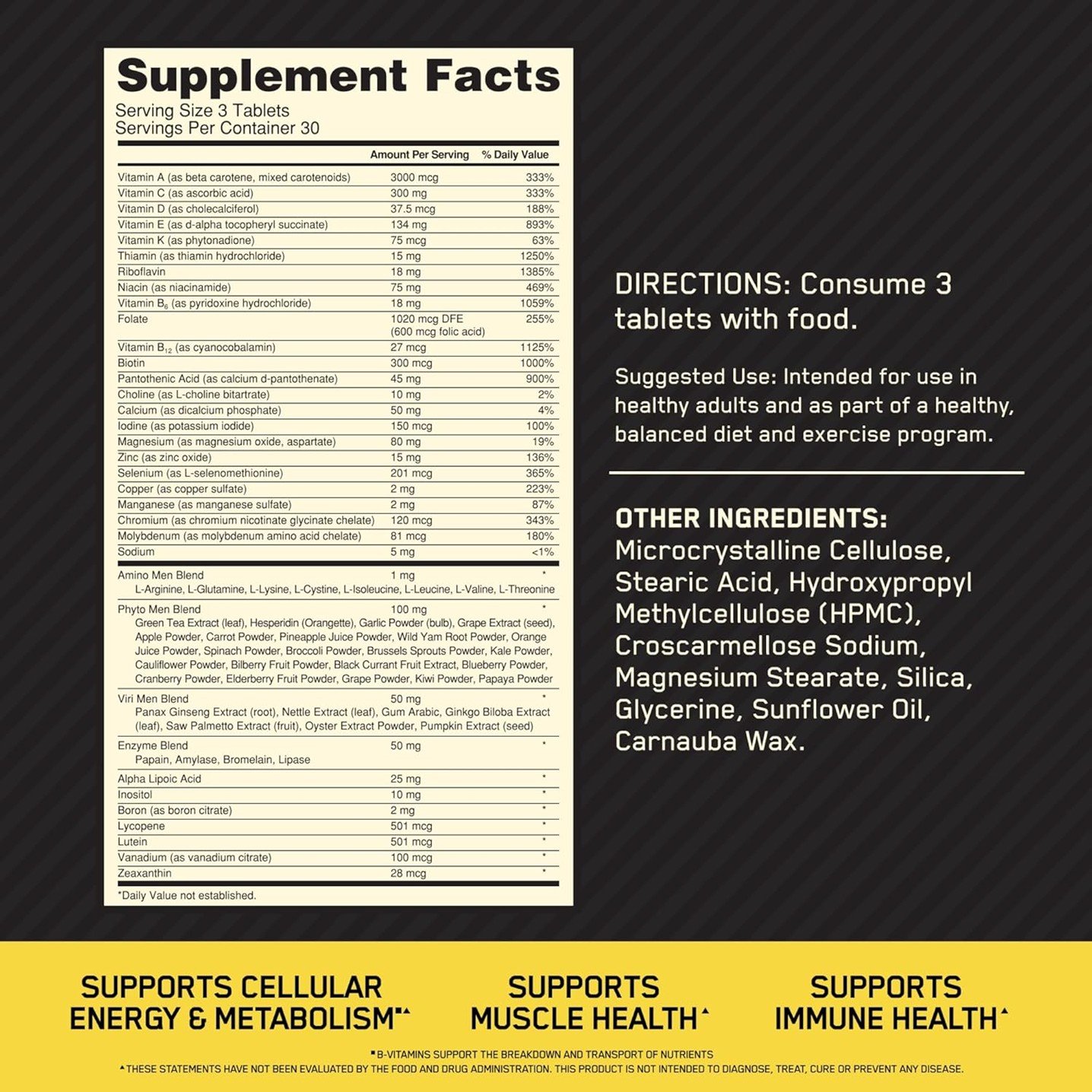 Optimum Nutrition Opti-Men Multivitamin – 90 Tablets - Image 2