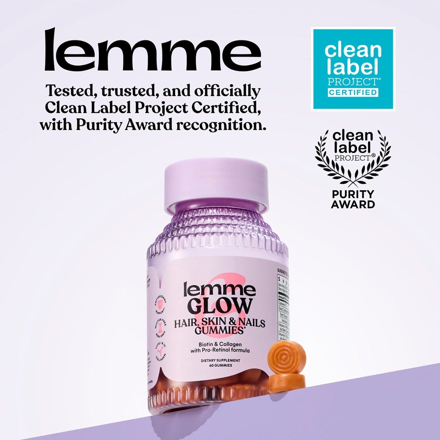 Lemme Glow Hair Skin & Nails Gummies Peach – 60 Gummies - Image 8