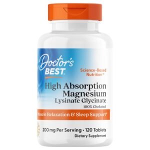 Doctor’s Best High Absorption Magnesium Lysinate Glycinate – 120 Tablets