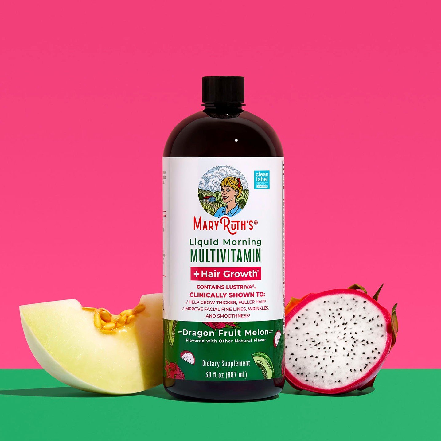 MaryRuth's Liquid Morning Multivitamin + Hair Growth Dragon Fruit Melon – 30 fl oz (887 ml) - Image 10