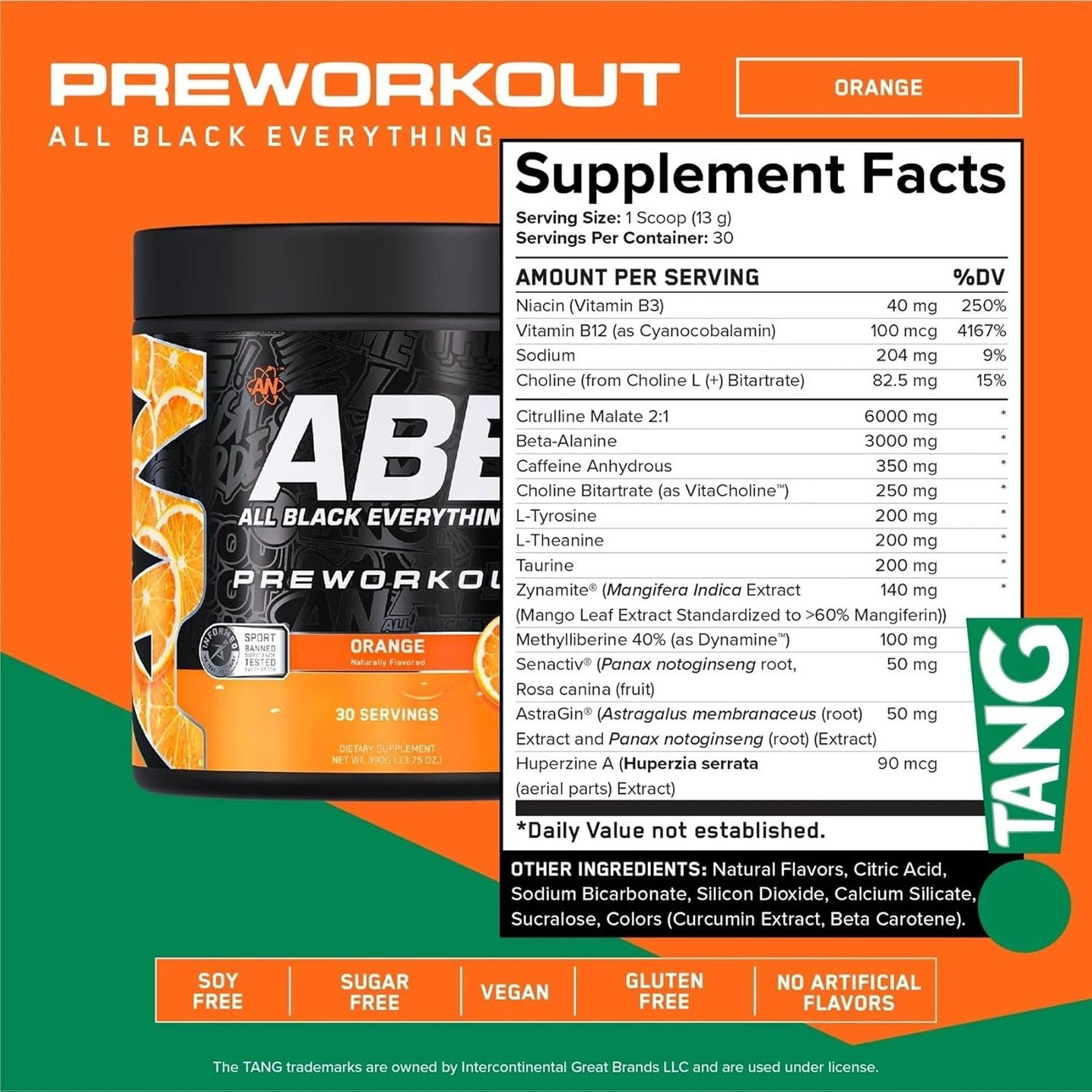 ABE Pre-Workout Tang Orange – 13.75 oz (390 g) - Image 2