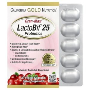 California Gold Nutrition CranMax Probiotics 25 Billion – 30 Veggie Capsules