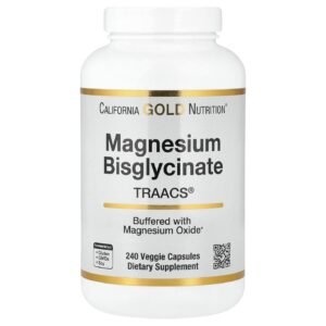 California Gold Nutrition Magnesium Bisglycinate Chelate – 240 Veggie Capsules