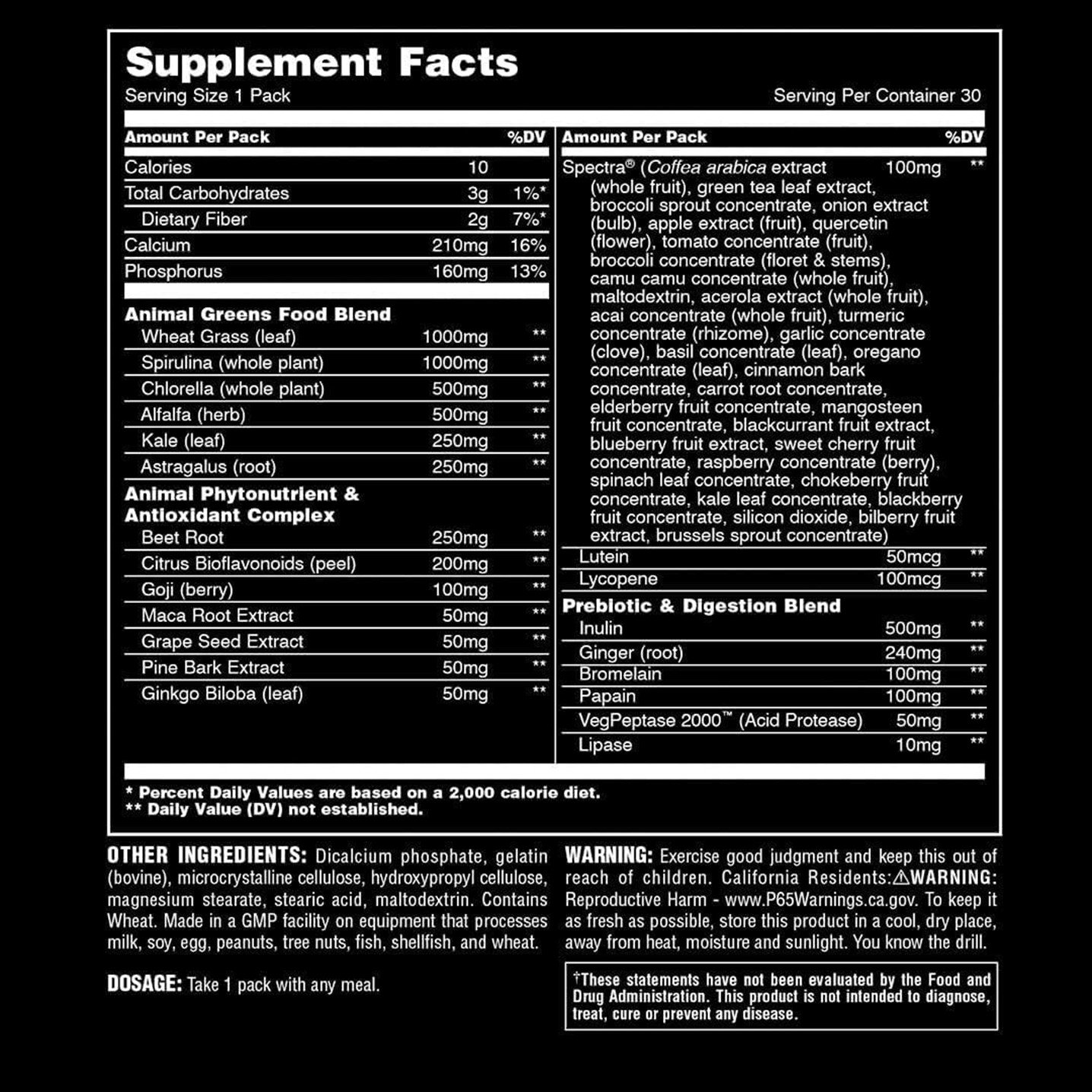 Animal Daily Greens Pill Packs – 30 Packs - Image 2