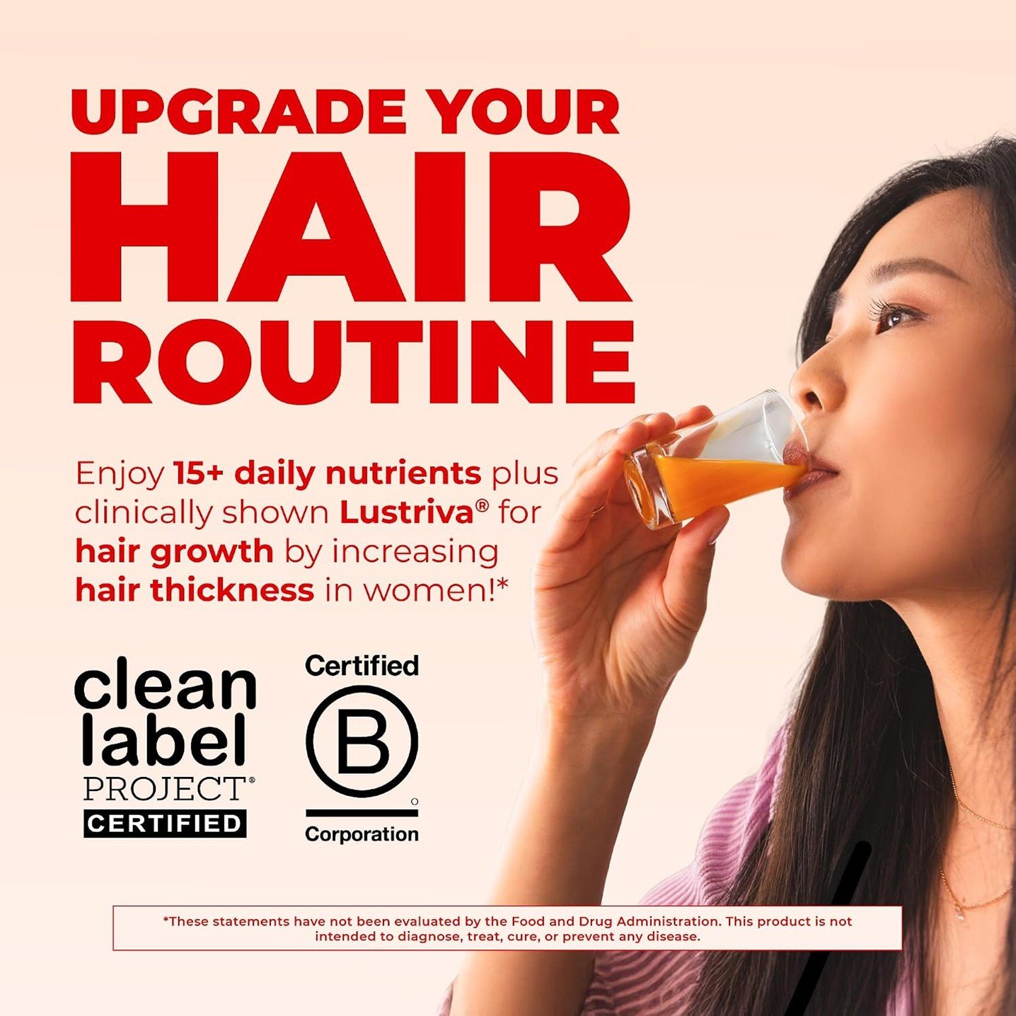MaryRuth's Liquid Morning Multivitamin + Hair Growth Peach Mango – 15.22 fl oz (450 ml) - Image 3