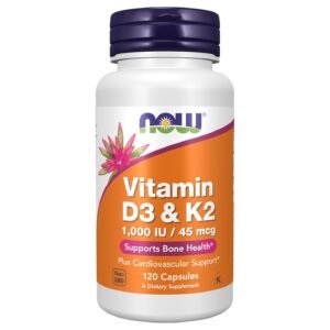 NOW Foods Vitamin D3 & K2 – 120 Capsules