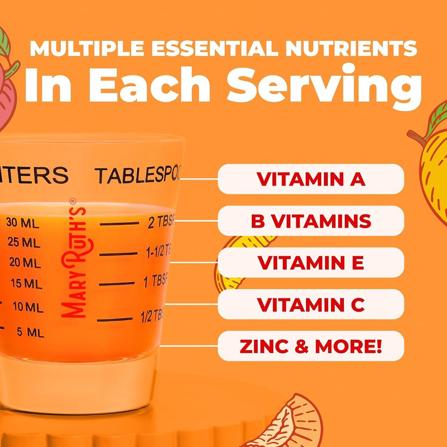 MaryRuth's Liquid Morning Multivitamin + Hair Growth Peach Mango – 15.22 fl oz (450 ml) - Image 6