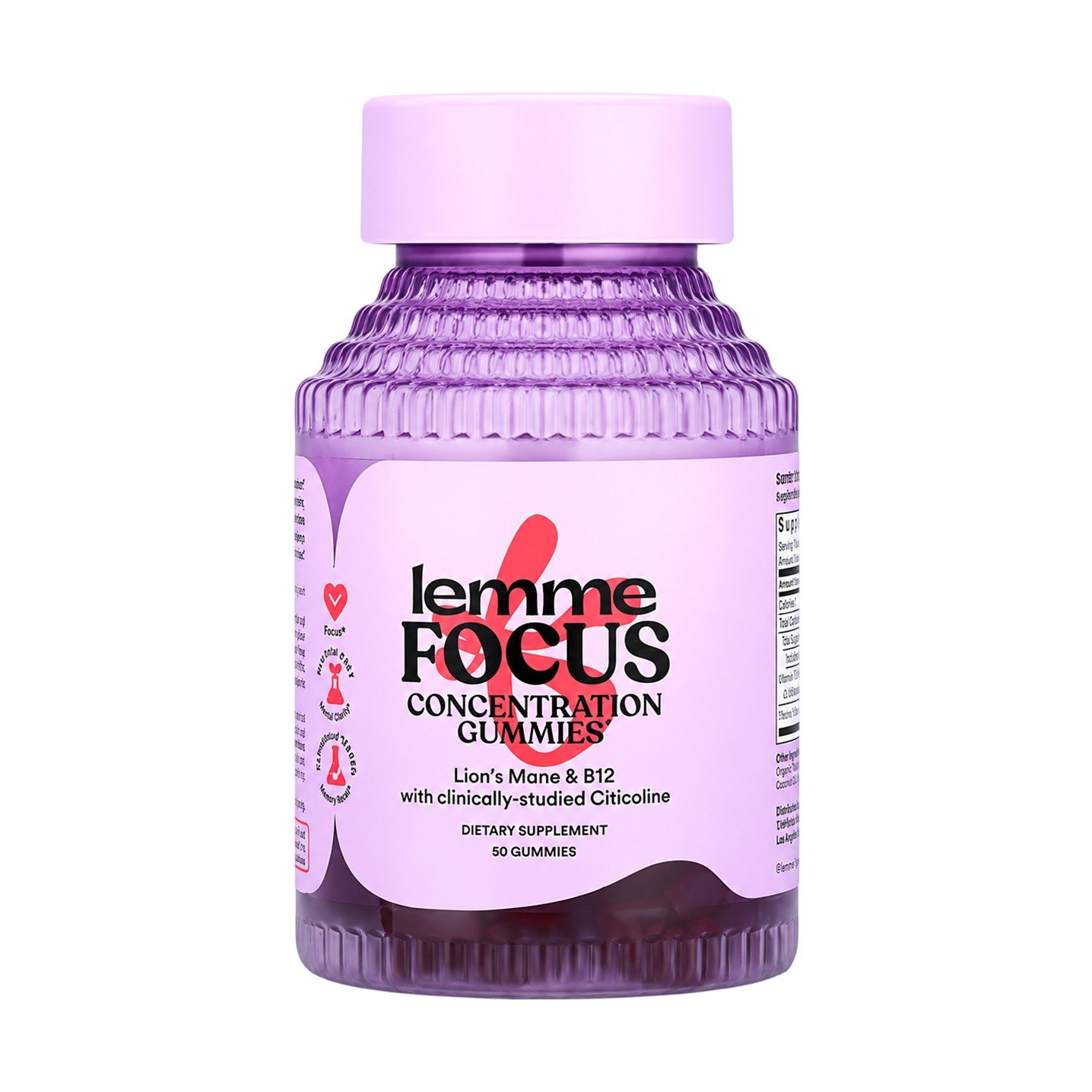 Lemme Focus Concentration Gummies Strawberry – 50 Gummies